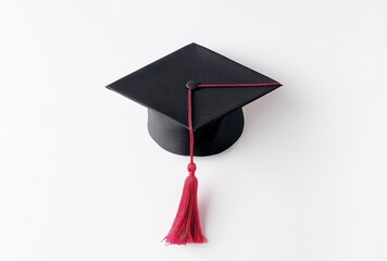 Academic Cap: An elegant graduation cap, viewed from above against a simple background, captures the essence of academic achievement and the promise of future success.