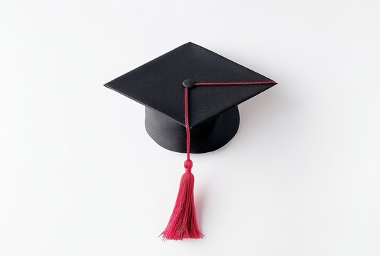 Academic Cap: An elegant graduation cap, viewed from above against a simple background, captures the essence of academic achievement and the promise of future success.