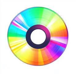 Rainbow Spectrum: A close-up shot of a vibrant CD disk, the surface shimmers with a spectrum of colors that captivates the eye. Representing the diversity and richness of digital data.