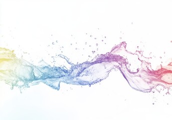 Obraz premium Water Symphony: A captivating display of water gracefully dances, its ethereal form painted with a mesmerizing rainbow of colors, illustrating fluidity and the beauty of the liquid element.
