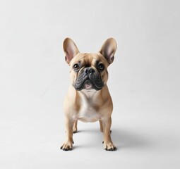 Fototapeta premium Playful French Bulldog: A charming French bulldog with floppy ears and an inquisitive gaze poses, capturing the essence of playful demeanor and canine companionship. 