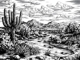 Desert Landscape Drawing