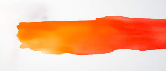 A vibrant orange watercolor stroke on a white background, showcasing a smooth gradient from deep orange to lighter hues.