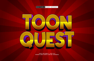 toon quest editable text effect with a game and cartoon text effect