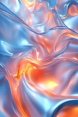 Obraz premium Abstract Flowing Liquid Background with Blue and Orange Metallic Colors