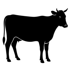 Cow and Face Vector Silhouette | Farm Animal, Cattle, Livestock Clipart