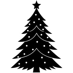 Christmas Tree Vector Silhouette | Holiday, Winter, Festive Clipart