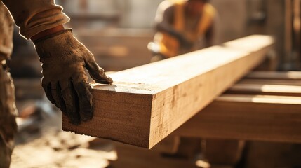 A Hispanic construction worker securing beams at a construction site. Featuring craftsmanship and precision