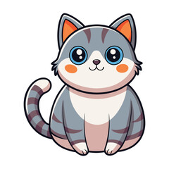 Fototapeta premium Cute cartoon kitten, a happy feline pet illustration