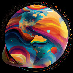 Obraz premium Abstract Globe Illustration: A Creative Symbol of Global Unity and Diversity,