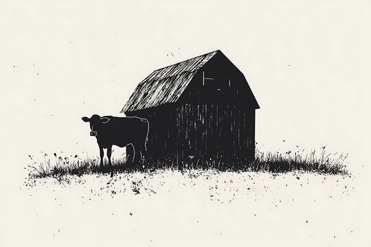 Farm Scene Silhouette