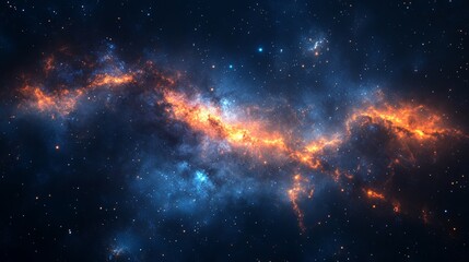 Fototapeta premium Cosmic Nebula: A Celestial Tapestry of Orange and Blue