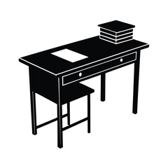 Teacher desk icon for classroom workspace or education setting