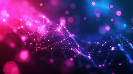 Obraz premium Abstract Network Connections: Pink and Blue Digital Landscape