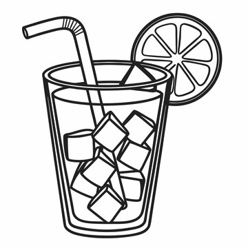 iced drink with lemon slice and straw clip art preview