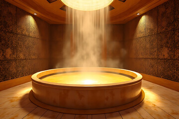 Relaxing steam bath experience luxurious spa interior design serene environment aesthetic view