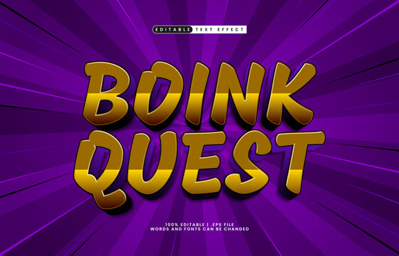 boink quest editable text effect with a game and cartoon text effect