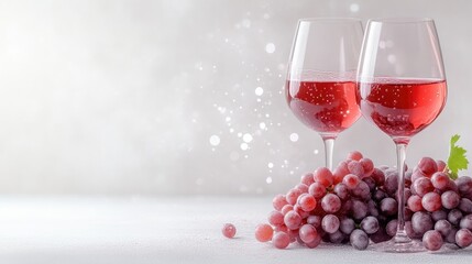 Two glasses of ros? wine with fresh grapes