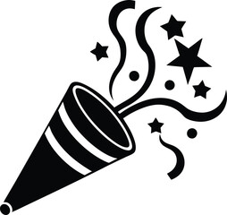 Party Popper Silhouette Vector for Celebrations, Festive Events, and Fun Designs