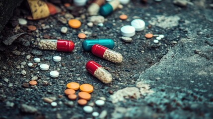 Discarded Pills on Ground: A Grim Reminder of Prescription Drug Abuse