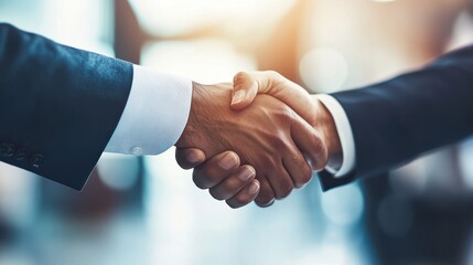 Close-up of Two Businessmen Shaking Hands in Agreement