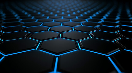 Obraz premium A close up of a black and blue hexagonal pattern