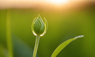 비옥한땅에서 피어오르는 새싹 이슬이 맺혀있다.