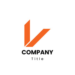 v logo for company with irange color and editable