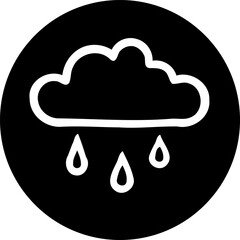 Stylized rain cloud icon within a circular black frame for weather forecasts