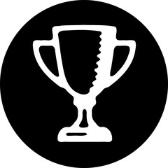 Trophy icon in monochrome, symbolizing victory and achievement on black background
