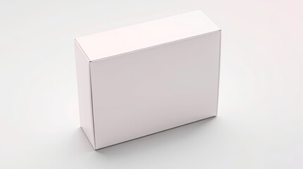A blank, light-colored cardboard box rests on a plain surface.