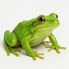 green  frog isolated on white background. This is a close up.