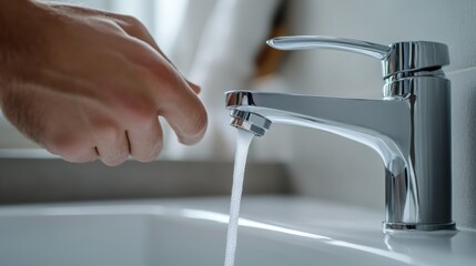 A plumber fixing a leaking faucet under a sink. Featuring expertise and attention to detail
