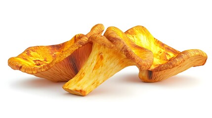 Fototapeta premium Fresh Plump Golden Yellow Button Mushrooms on White Background
