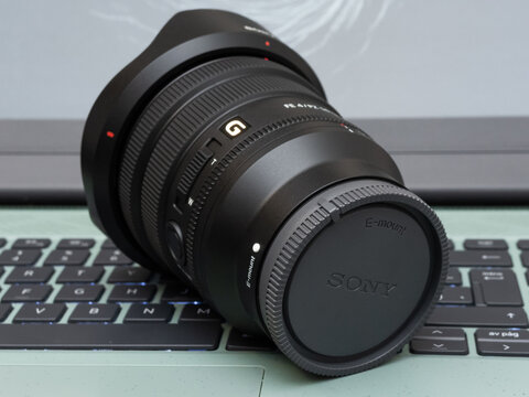 Zapopan Jalisco, Mexico - April 9, 2025: Sony zoom lens 16-35mm for fullframe cameras