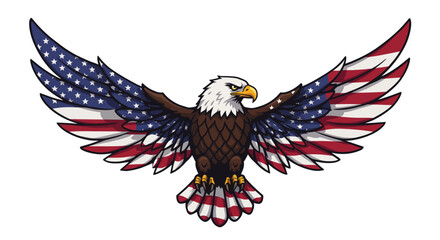 Fototapeta premium American flag eagle. Perfect for patriotic, national pride, or symbolizing strength and freedom in various design projects.