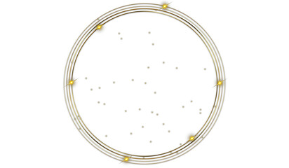 Elegant gold shiny circle stage illustration on transparent background. Premium modern golden circle with sparkles to be used on banners and postcards etc