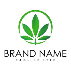 Circle leaf for CBD logo design