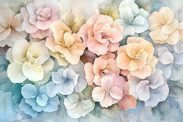 Fototapeta premium Delicate pastel floral artistry showcasing a profusion of blossoms.