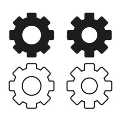 Gear icon vector. Settings shape symbol. Black white cogs. Simple mechanical concept.