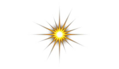 artificial yellow soft light burst effect. Shining sun glare rays, glow light effect, Random Star burst isolated on transparent background sun rays