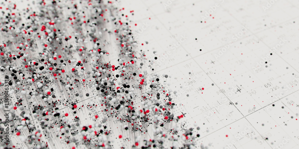 Poster Abstract data clusters visualization. AI technology neural patterns. Digital information presentation, futuristic graph. 