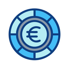 Euro Casino Chip Flat Icon Design