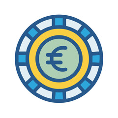 Euro Casino Chip Flat Icon Design
