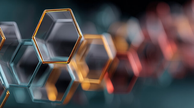 Abstract glass hexagons in vibrant colors form a modern geometric pattern, symbolizing connection, innovation, and clarity in contemporary design and digital transformation.


