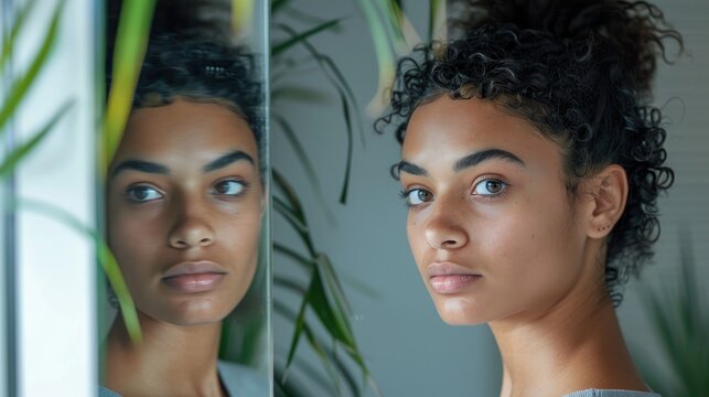 Symbolic concept of emotional struggle with inner body image conflict