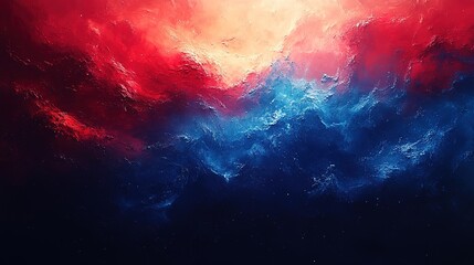 Fototapeta premium Abstract cosmic landscape with nebula clouds in red, blue, and beige colors
