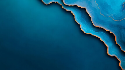 Obraz premium An abstract image featuring flowing blue waves with golden edges, creating a soothing and artistic visual effect.