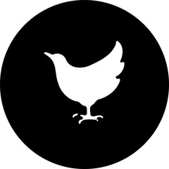 Abstract minimalist bird illustration within a dark circular composition