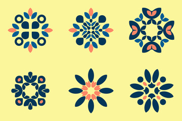 Vector illustration. Calm and elegant artwork with blooming flowers in bright, elegant, classic, and delicate shades. Traditional design patterns for tiles, fabric, backgrounds, carpets, wallpapers.